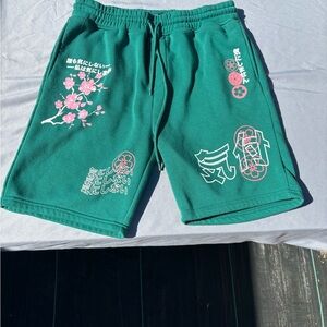 Green Graphic Men Shorts